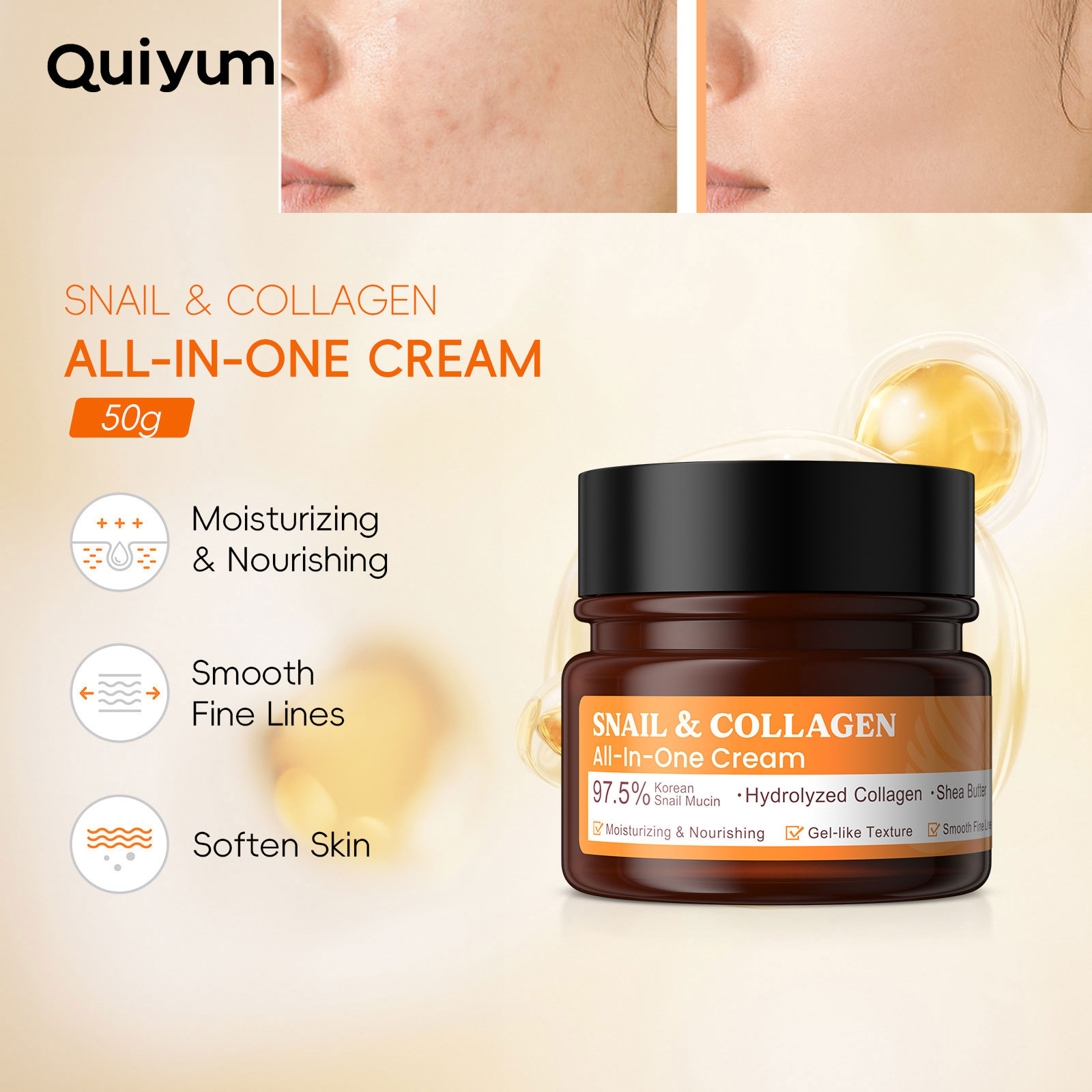 Snail Cream Gel - LAIKOU 네일 콜라겐 페이스 크림 젤