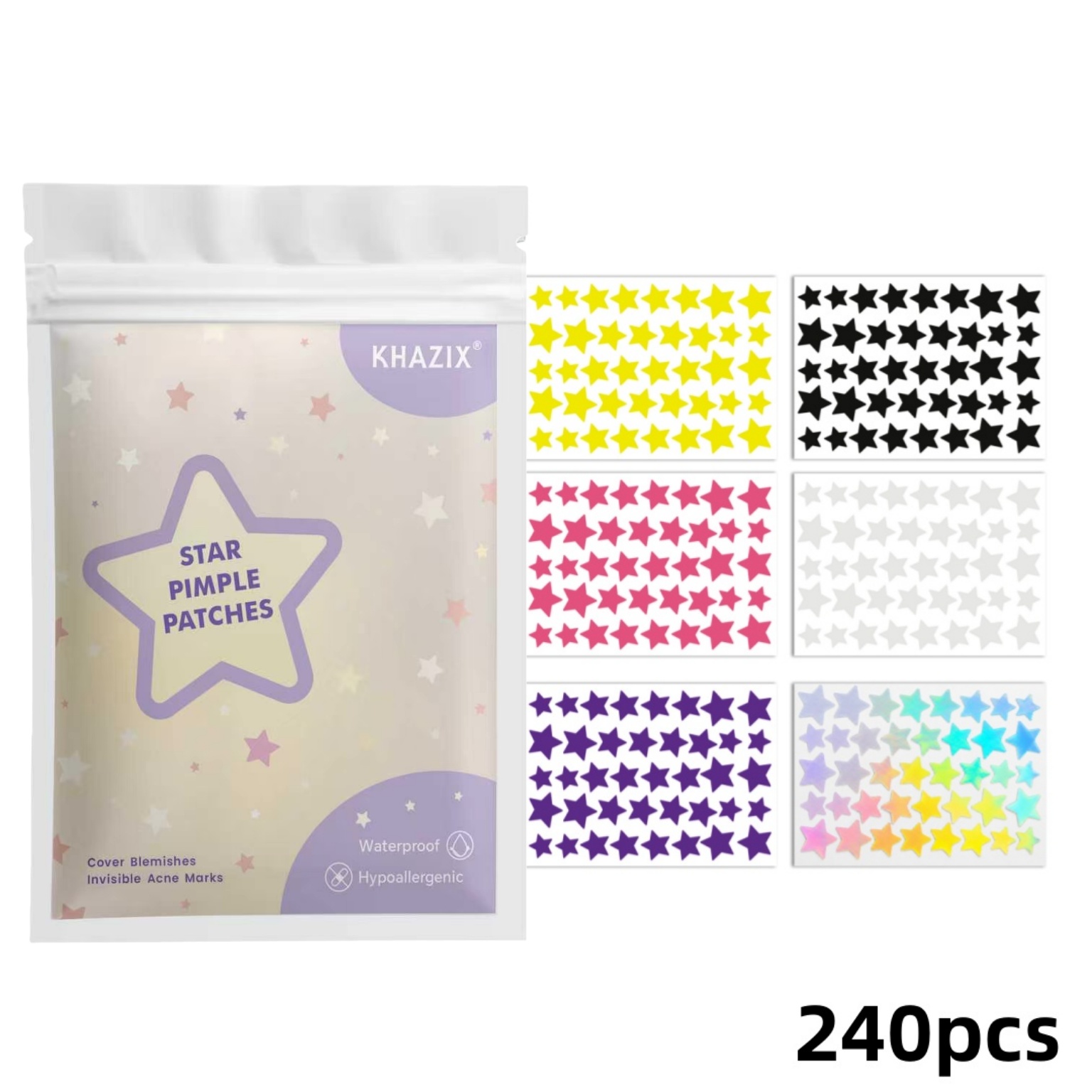 Hydrocolloid Acne Patch - 240개 스타 모양 여드름 패치, 페이스용