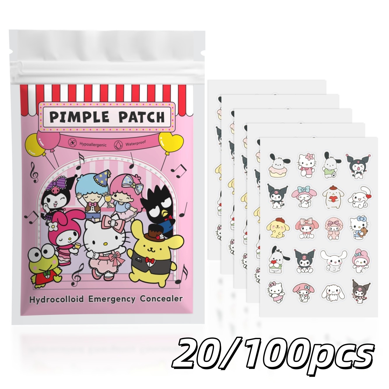 20/100pcs 헬로 키티 하이드로콜로이드 여드름 패 - Hydrocolloid Acne Patch 리뷰 및 가격