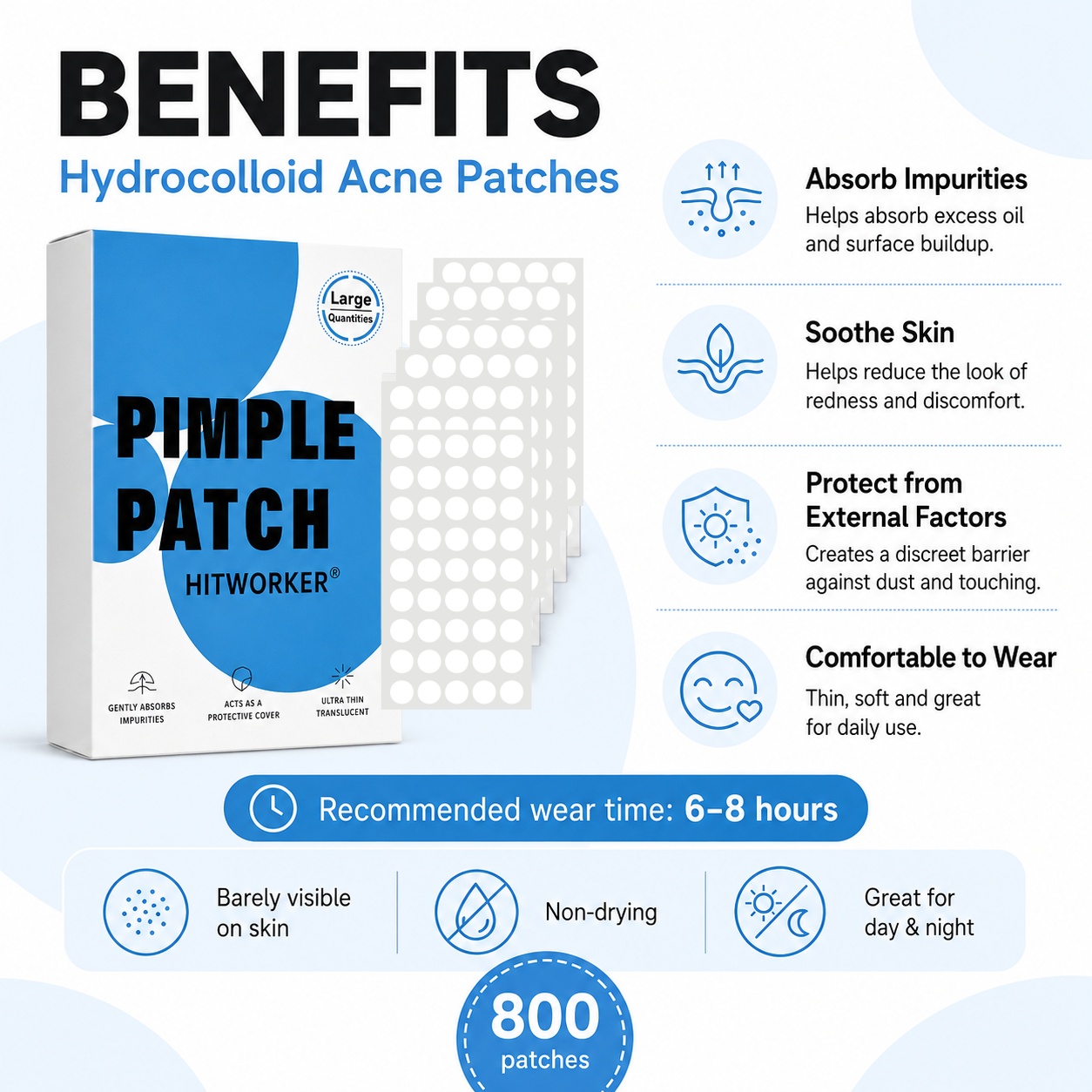 800개 하이드로콜로이드 여드름 패치, 투명 블레미쉬  - Hydrocolloid Acne Patch 리뷰 및 가격